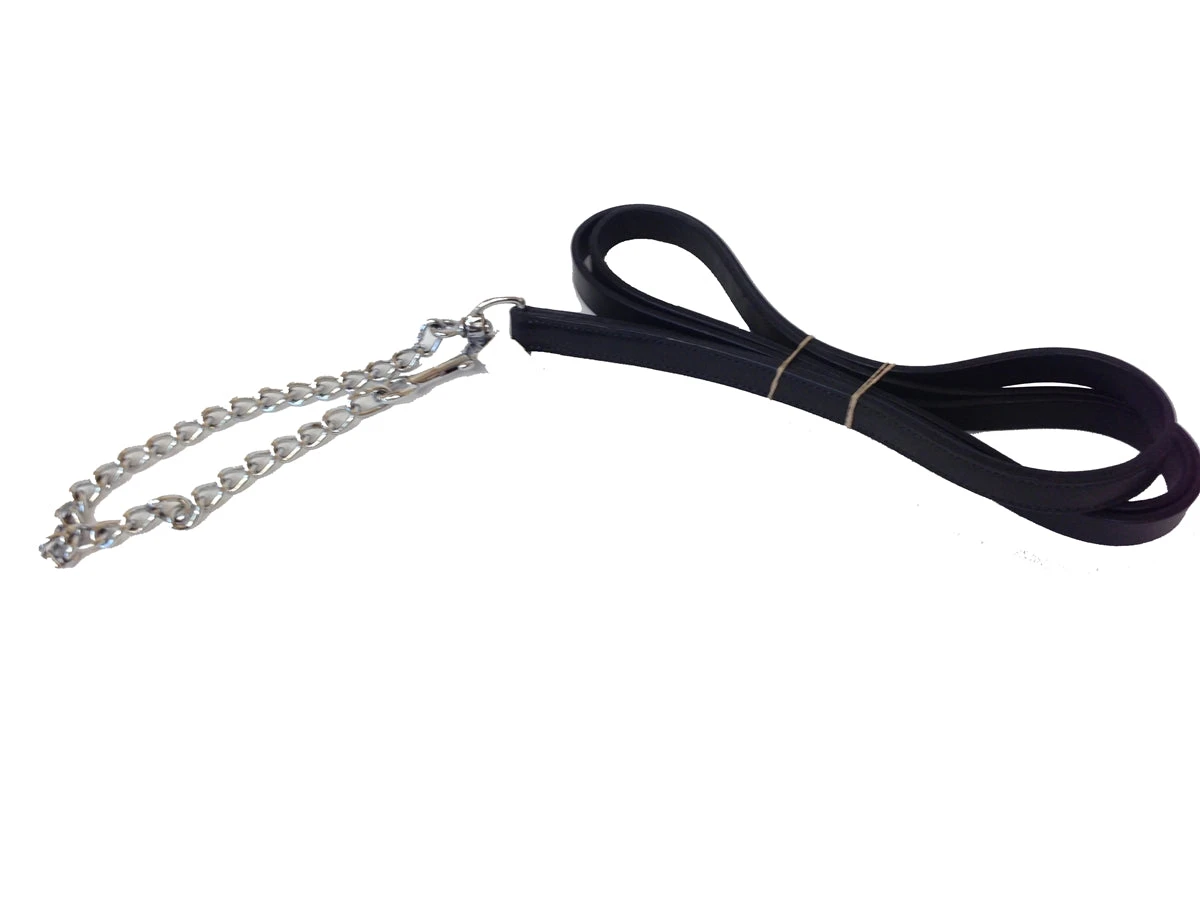 BigM Leather Lead With Silver Chain 1 BigM Leather Lead With Silver Chain