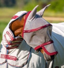Horseware Ireland Horseware - Rambo Flymask Plus -Best Saddle Shop dmaf15 mrzc Rambo Plus Flymask oatmeal cherry view 1440x1536 1